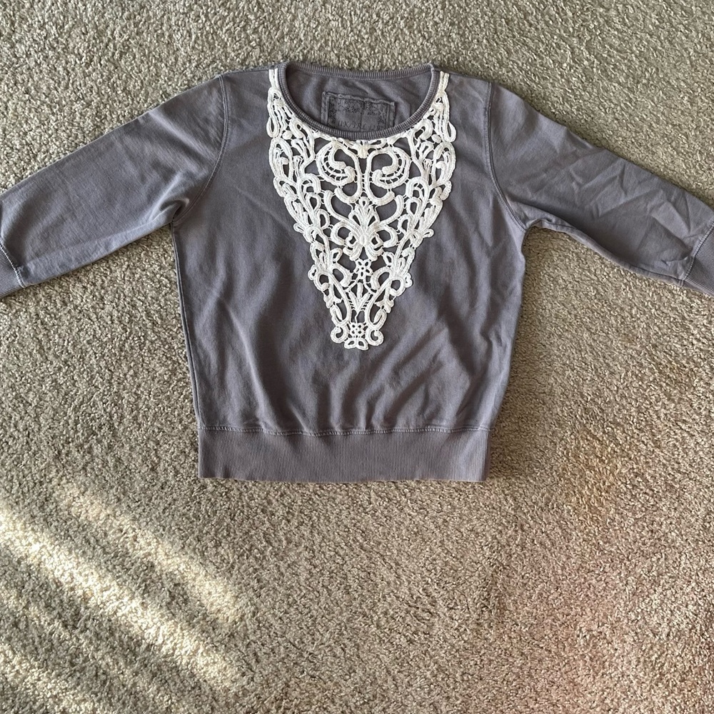 Denim Co. Lace 3/4 Sleeve Sweater